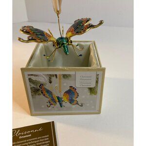 Pier 1 Imports Cloisonne Butterfly Christmas Ornament 3" Glass Enamel